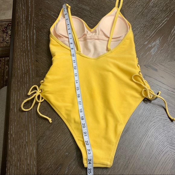 💛PacSun, Yellow one piece swimsuit ties up sides - Picture 8 of 9